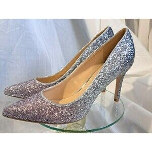 Marc Fisher Garicky Glitter Pointed Toe Heels Silver Pink Ombre Size 8